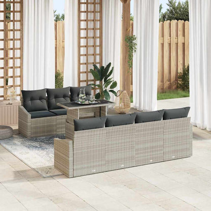Set Divano da Giardino 8 pcs Grigio chiaro Poly Rattan - homemem39