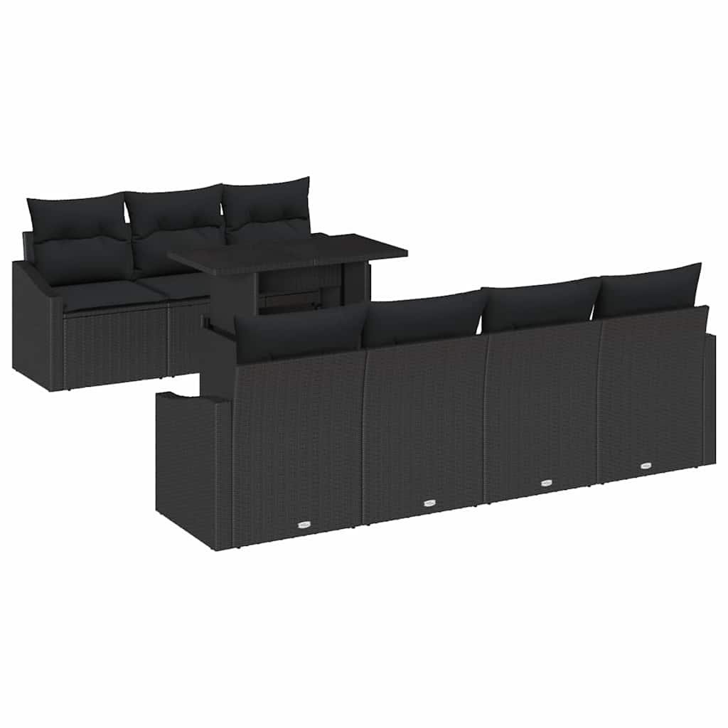 Set Divano da Giardino con archiviazione 8 pcs Nero Poly Rattan - homemem39