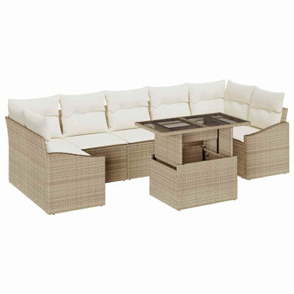 Set Divano da Giardino con cuscino 8 pcs Beige polyrattan | homemem39