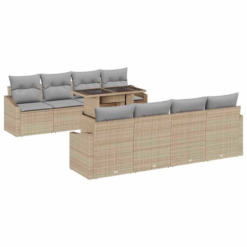 Set Divano da Giardino 9 pcs Beige Poly Rattan - homemem39