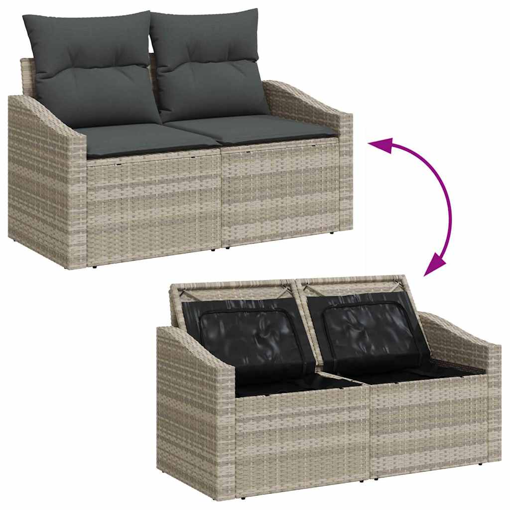 Set Divano da Giardino 9 pcs Grigio chiaro Poly Rattan - homemem39