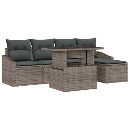 Set Divano da Giardino 6 pz Grigio polyrattan