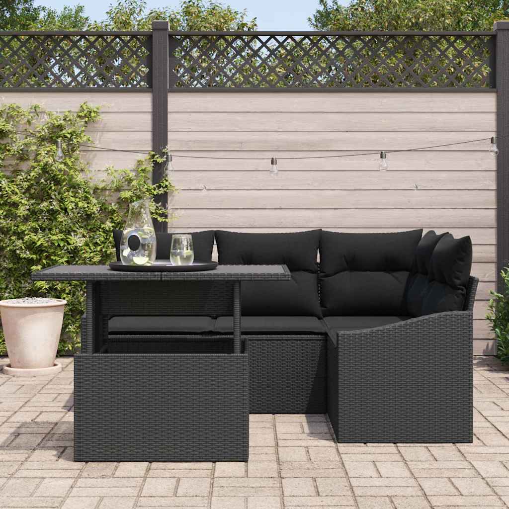 Set Divano da Giardino 5 pz Nero