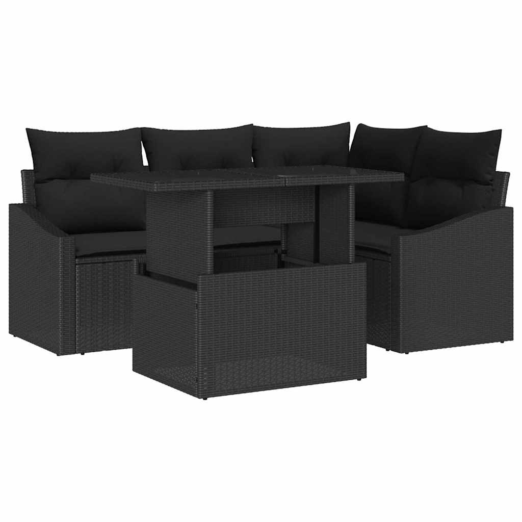 Set Divano da Giardino 5 pz Nero