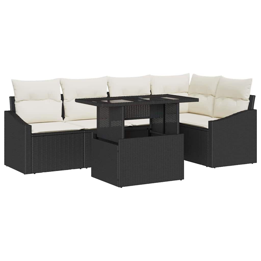 Set Divano da Giardino 6 pz Nero e Crema