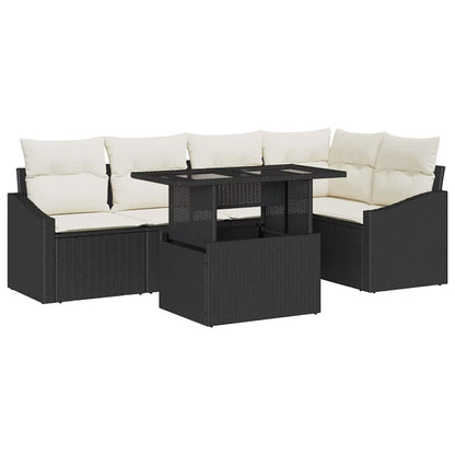 Set Divano da Giardino 6 pz Nero e Crema