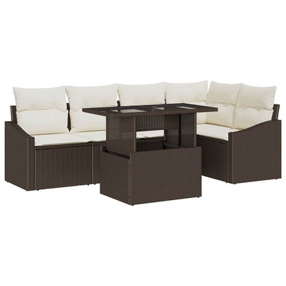 Set Divano da Giardino con cuscino 6 pcs Marrone e Crema