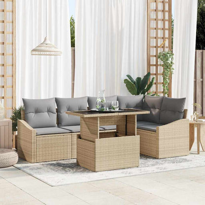 Set Divano da Giardino 6 pz Beige e Grigio Chiaro