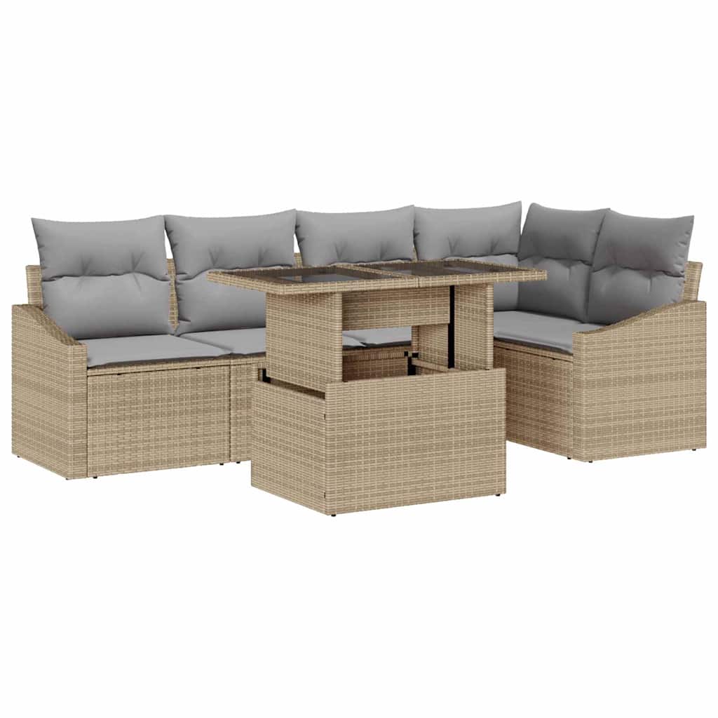 Set Divano da Giardino 6 pz Beige e Grigio Chiaro