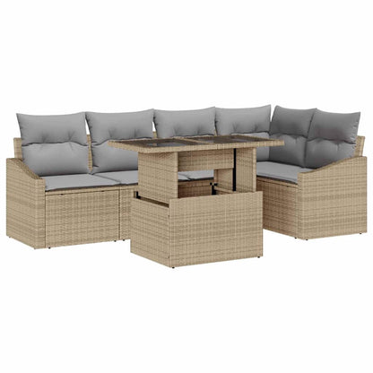 Set Divano da Giardino 6 pz Beige e Grigio Chiaro