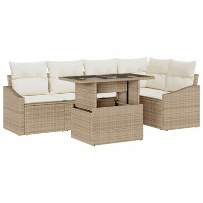 Set Divano da Giardino con cuscino 6 pcs Beige e Crema