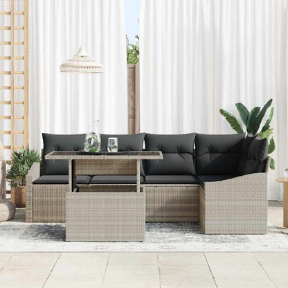 Set Divano da Giardino 6 pz Grigio chiaro e grigio scuro