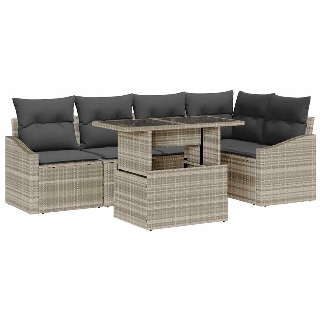 Set Divano da Giardino 6 pz Grigio chiaro e grigio scuro