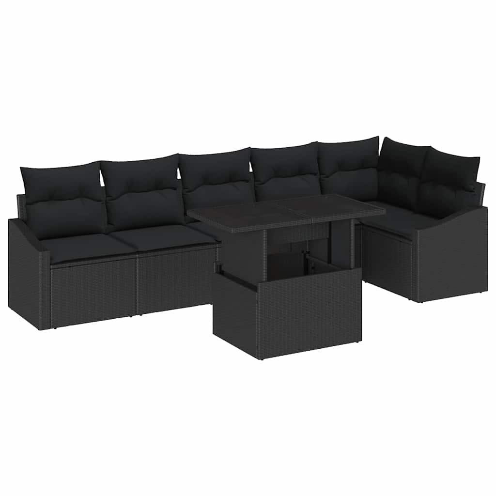 Set Divano da Giardino 7 pz Nero