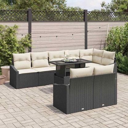 Set Divano da Giardino con cuscino 9 pcs Nero e Crema | homemem39