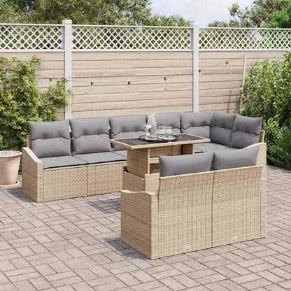 Set Divano da Giardino con cuscino 9 pcs Beige e Grigio Chiaro | homemem39