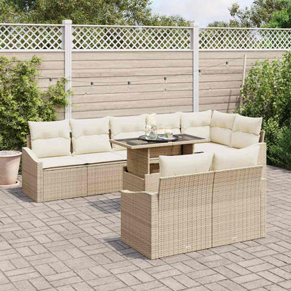 Set Divano da Giardino con cuscino 9 pcs Beige e Crema | homemem39