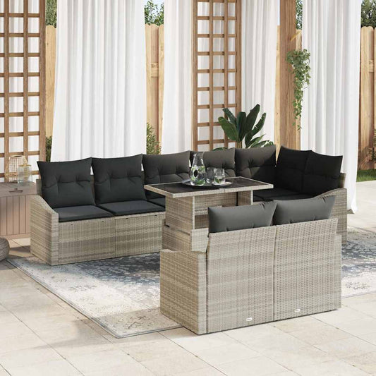 Set Divano da Giardino 9 pcs Grigio chiaro e grigio scuro