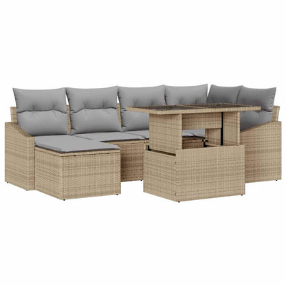 Set Divano da Giardino con cuscino 7 pcs Beige e Grigio Chiaro | homemem39