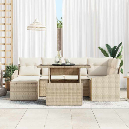 Set Divano da Giardino con cuscino 7 pcs Beige e Crema | homemem39
