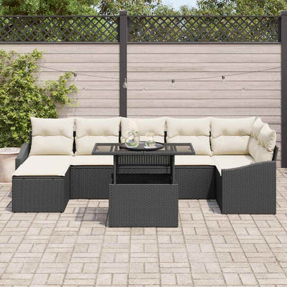 Set Divano da Giardino con cuscino 8 pcs Nero e Crema | homemem39