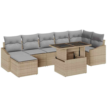 Set Divano da Giardino con cuscino 8 pcs Beige e Grigio Chiaro | homemem39