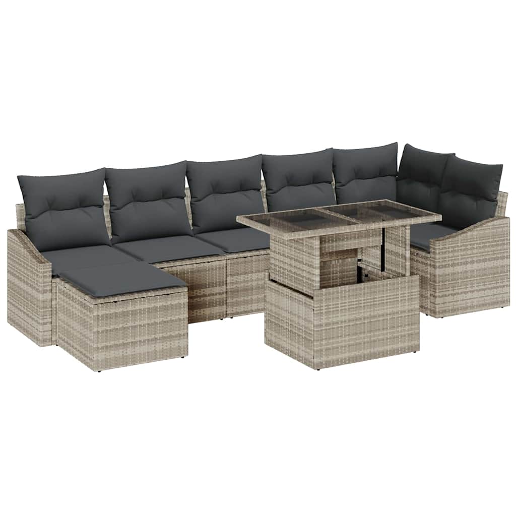 Set Divano da Giardino 8 pz Grigio chiaro e grigio scuro