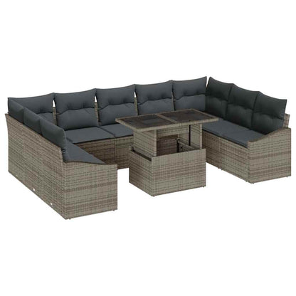 Set Divano da Giardino 10 pz Grigio