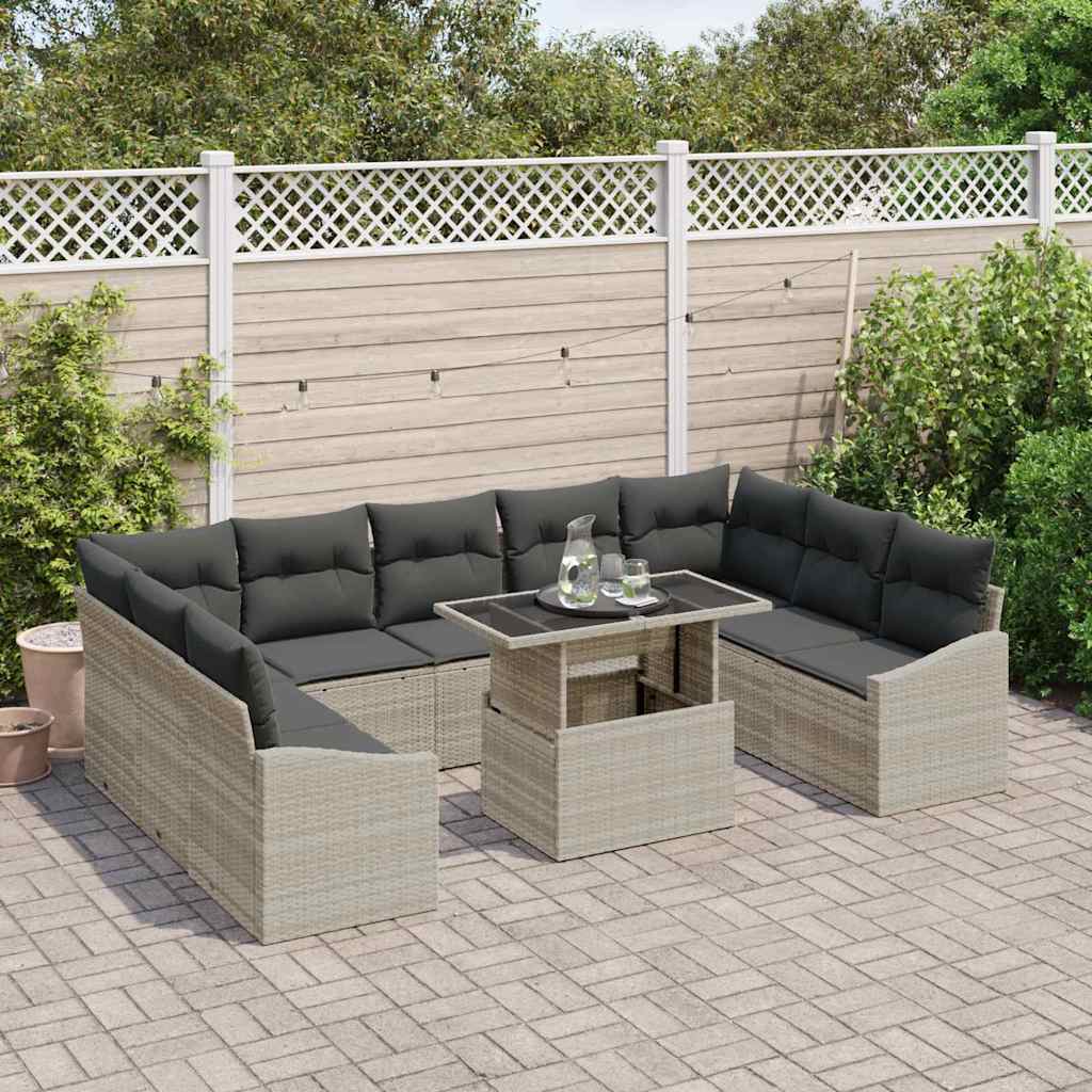 Set Divano da Giardino 10 pz Grigio chiaro e grigio scuro