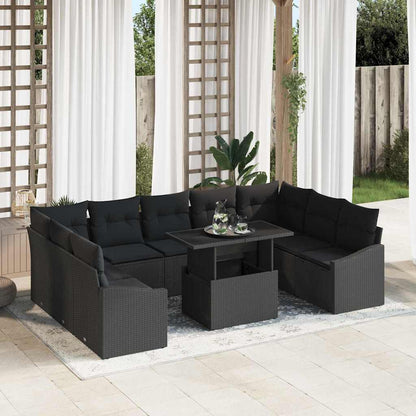 Set Divano da Giardino 10 pz Nero