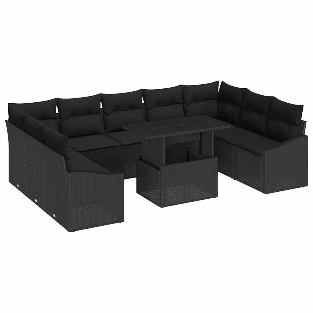 Set Divano da Giardino 10 pz Nero