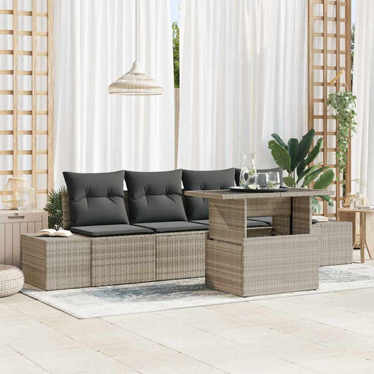 Set Divano da Giardino 5 pcs Grigio chiaro e grigio scuro