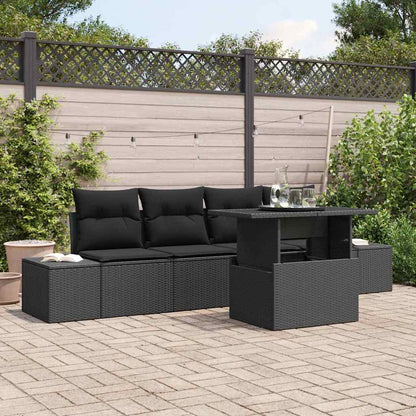Set Divano da Giardino 5 pz Nero