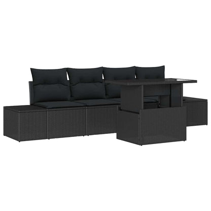 Set Divano da Giardino 5 pz Nero