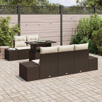 Set Divano da Giardino 6 pz Marrone e Crema