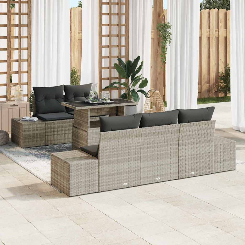 Set Divano da Giardino 6 pz Grigio chiaro e grigio scuro