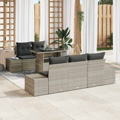 Set Divano da Giardino 6 pz Grigio chiaro e grigio scuro