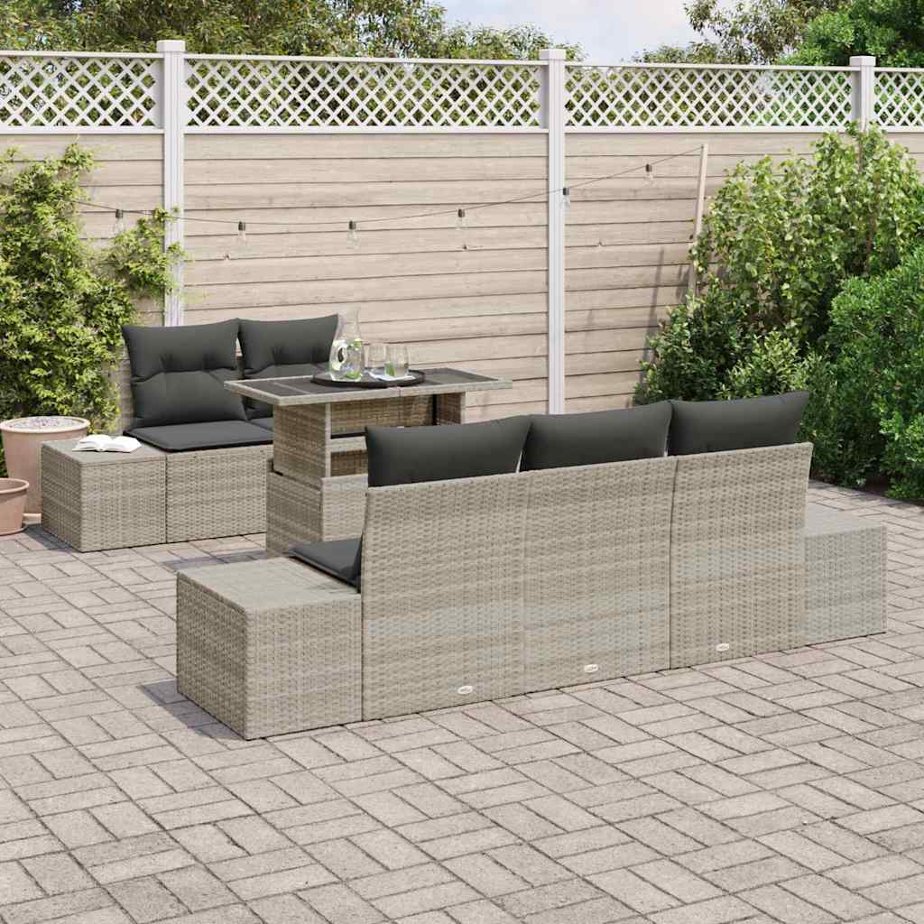 Set Divano da Giardino 6 pz Grigio chiaro e grigio scuro
