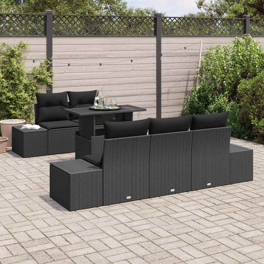 Set Divano da Giardino 6 pz Nero