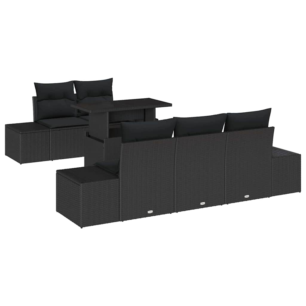 Set Divano da Giardino 6 pz Nero