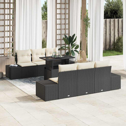 Set Divano da Giardino con cuscino 7 pcs Nero e Crema | homemem39