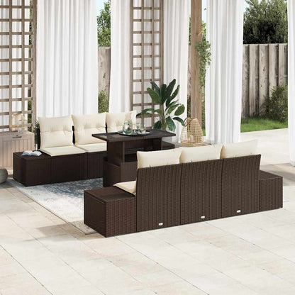 Set Divano da Giardino 7 pz Marrone e Crema | homemem39