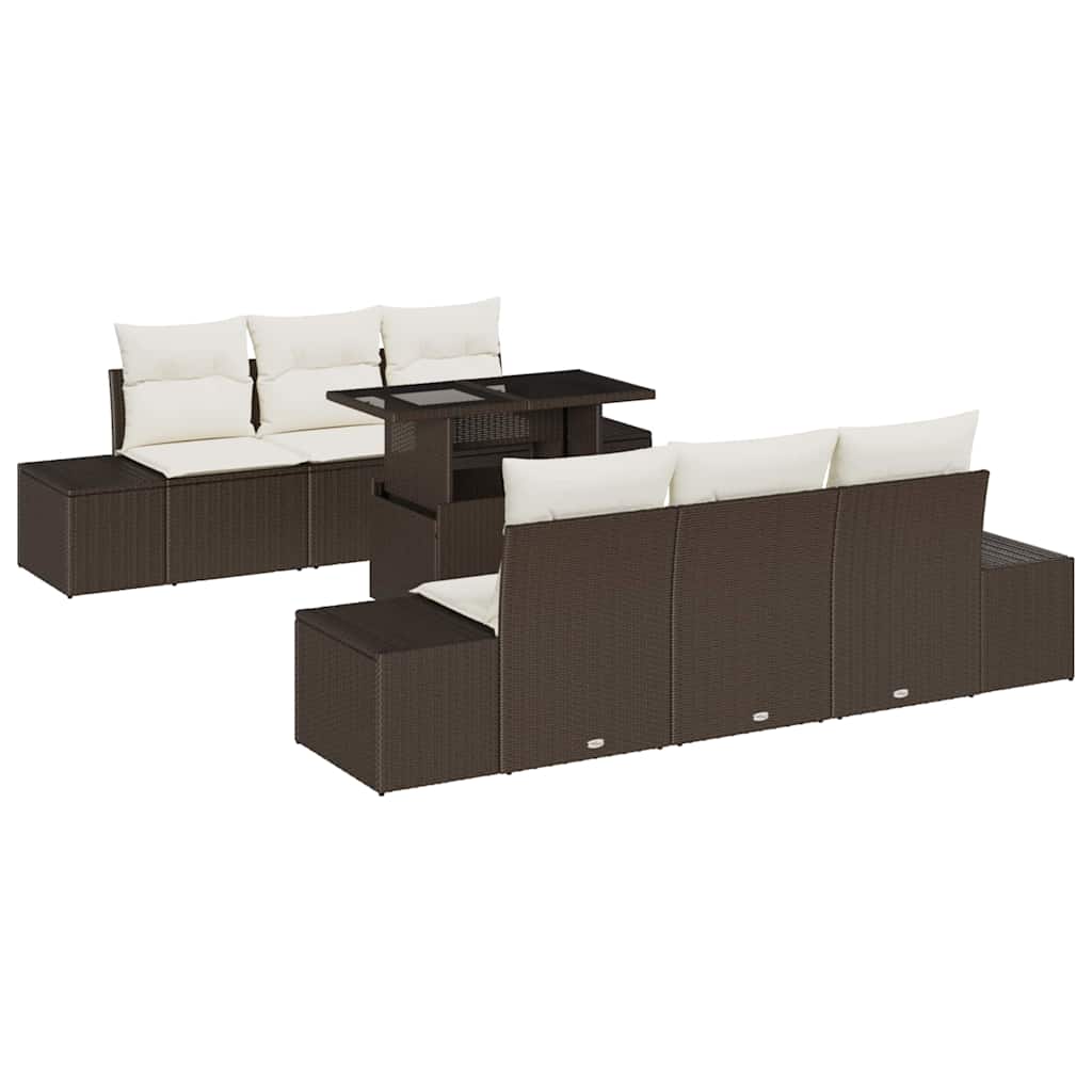 Set Divano da Giardino 7 pz Marrone e Crema | homemem39