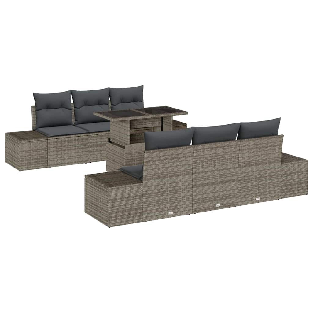 Set Divano da Giardino con cuscino 7 pcs Grigio | homemem39