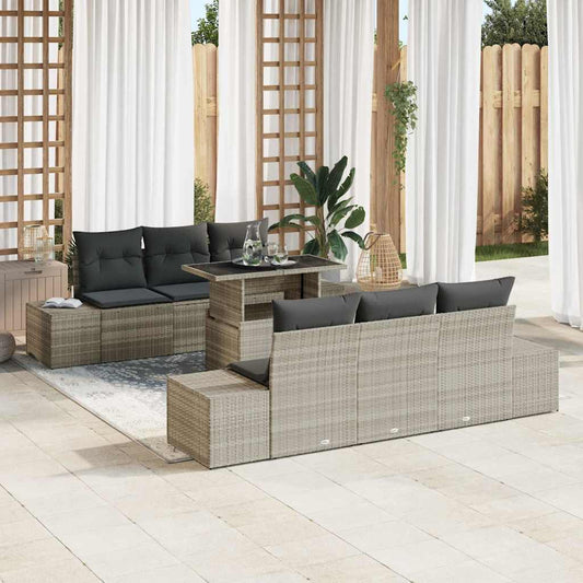Set Divano da Giardino 7 pcs Grigio chiaro e grigio scuro