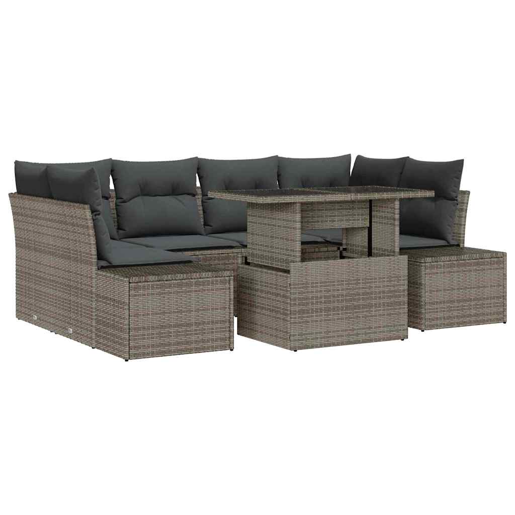 Set Divano da Giardino con cuscino 7 pcs Grigio | homemem39