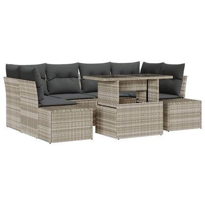 Set Divano da Giardino 7 pz Grigio chiaro e grigio scuro
