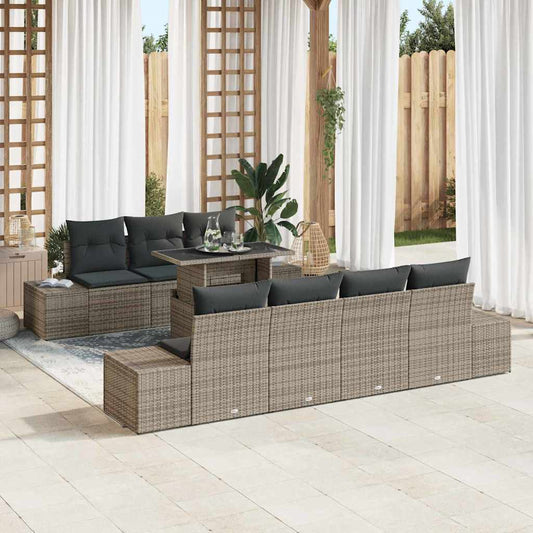 Set Divano da Giardino con cuscino 8 pcs Grigio