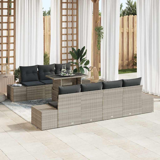 Set Divano da Giardino 8 pcs Grigio chiaro e grigio scuro