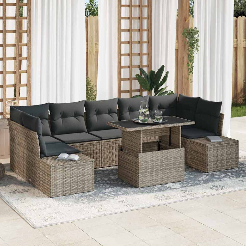 Set Divano da Giardino 8 pz Grigio